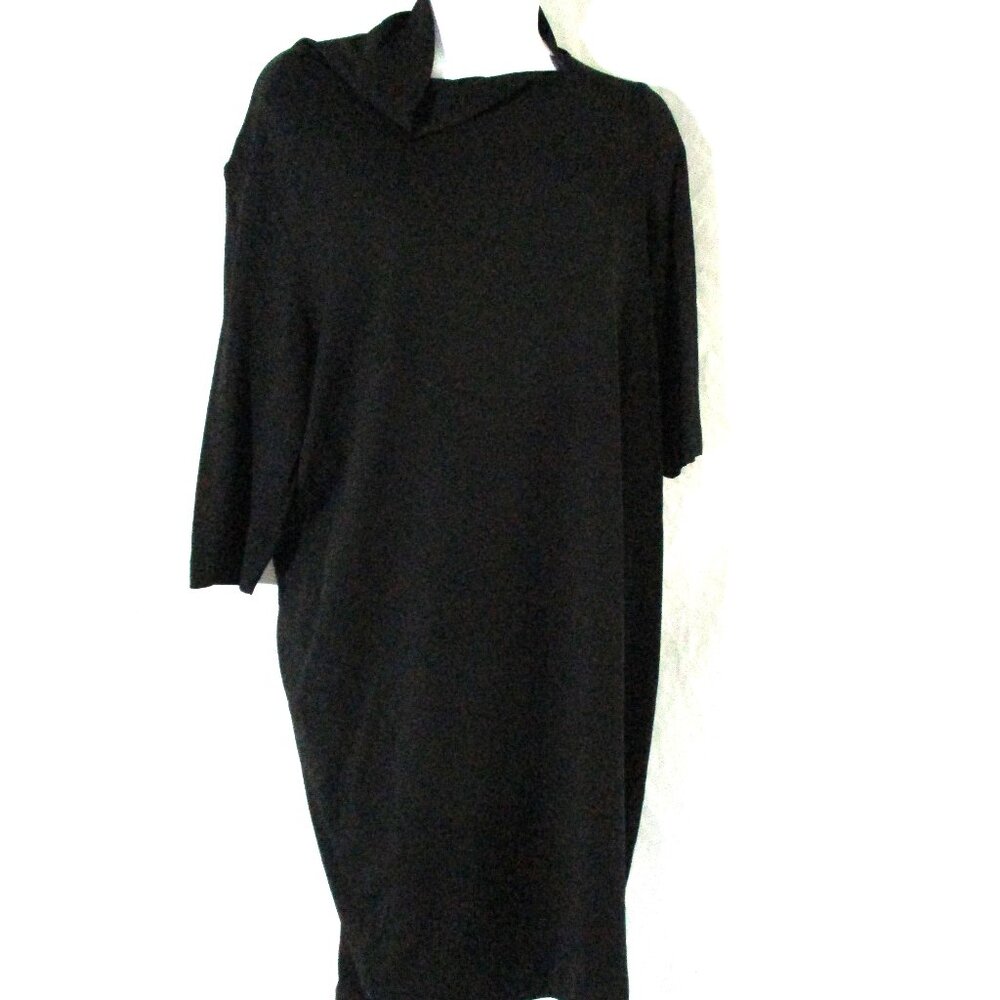 NEW JIL SANDER Mock Neck Tunic Dress Boho Hippie BLACK 34